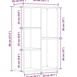 vidaXL Estanterías-Estantería/Aparador madera contrachapada color roble 50x25x80cm