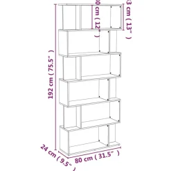 vidaXL Estantería/Biombo madera contrachapada 80x24x192 cm Gris sonoma Outlet