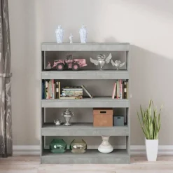 vidaXL Estanterías-Estantería/divisor de espacios gris hormigón 100x30x135 cm