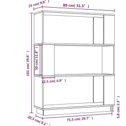 vidaXL Estanterías-Estantería/divisor de espacios madera pino 80x25x101 cm