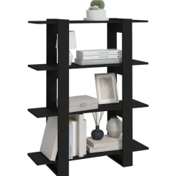 vidaXL Estantería/divisor de espacios 100x30x123,5 cm Negro Discount