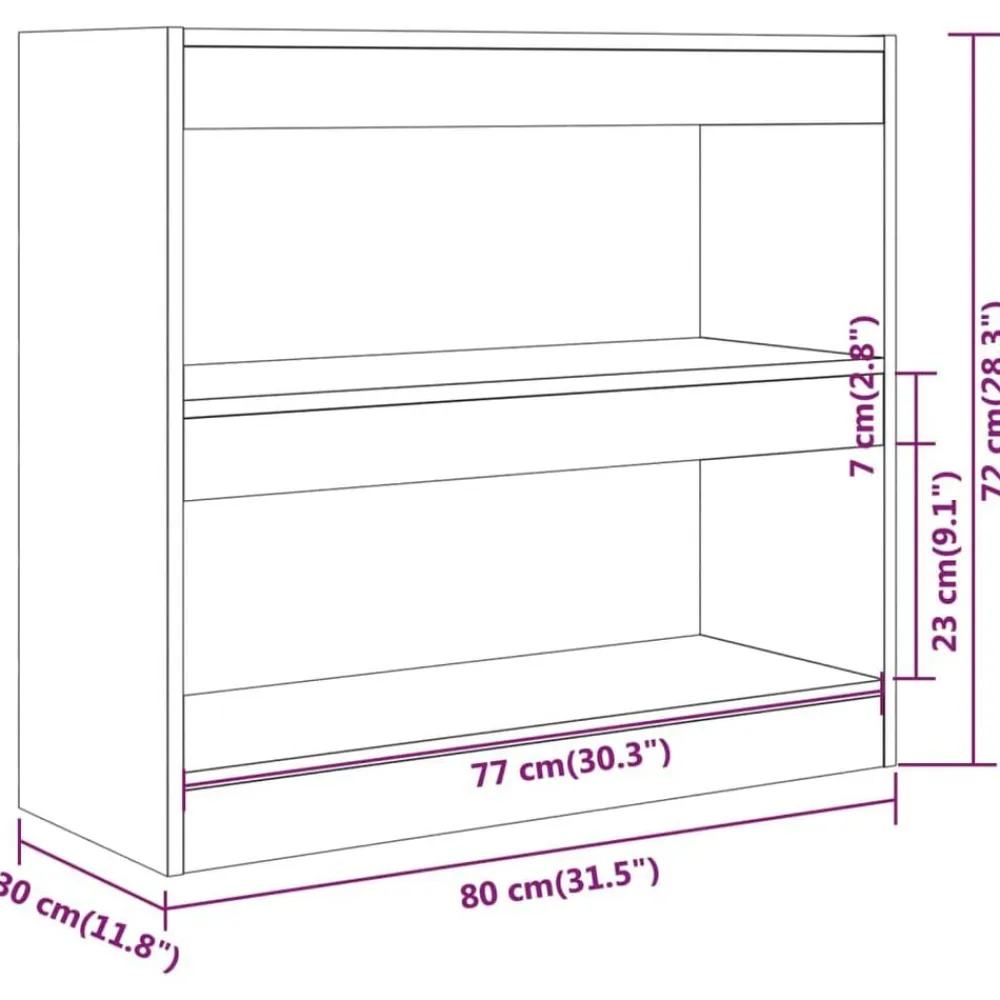 vidaXL Estantería/divisor de espacios color 80x30x72 cm Roble ahumado New