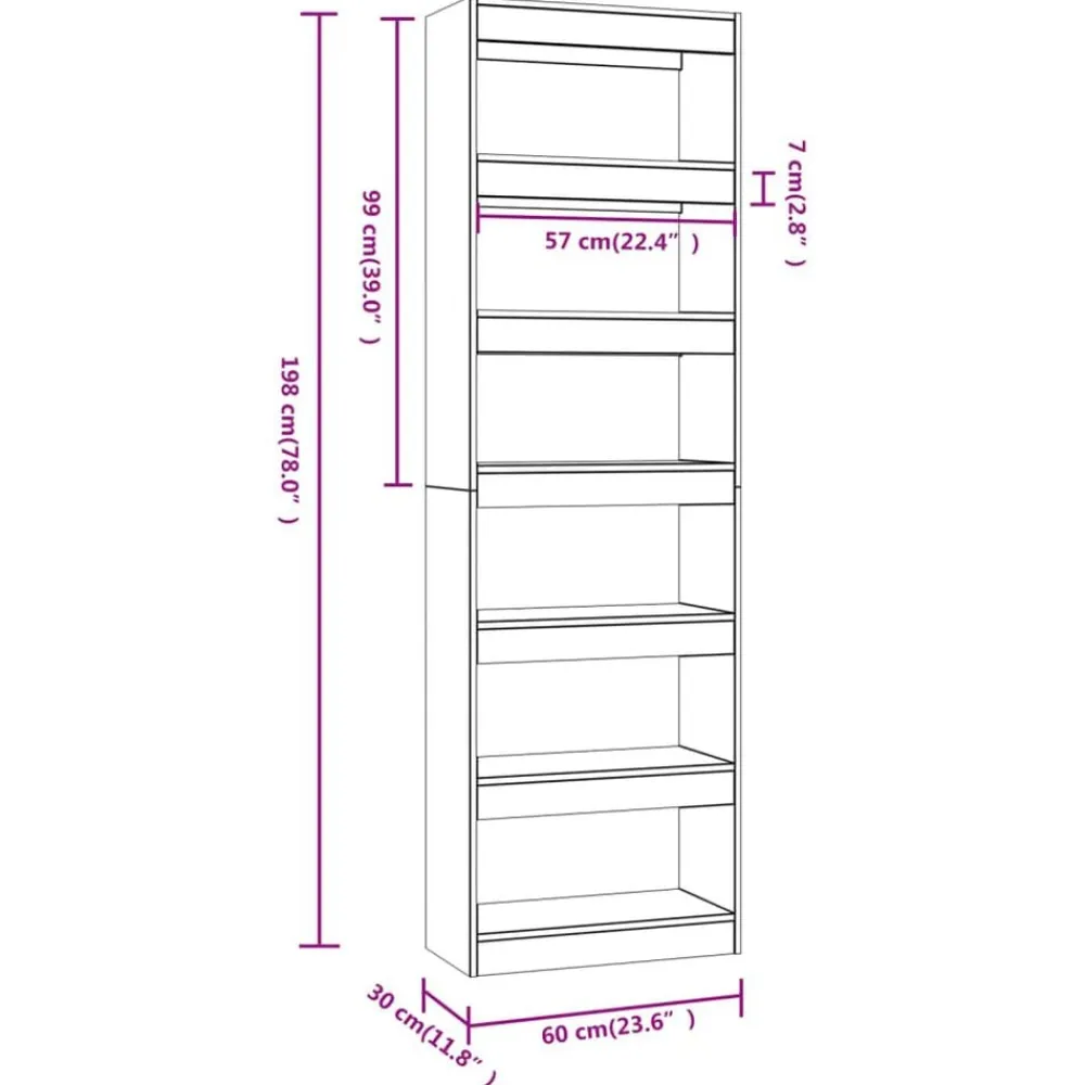 vidaXL Estantería/divisor de espacios gris hormigón 60x30x198 cm Gris hormigón Discount
