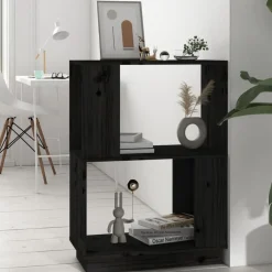 vidaXL Estantería/divisor de espacios madera pino 51x25x70 cm Negro Outlet