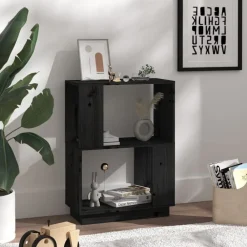vidaXL Estantería/divisor de espacios madera pino 51x25x70 cm Negro Outlet