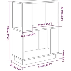 vidaXL Estantería/divisor de espacios madera pino 51x25x70 cm Negro Outlet
