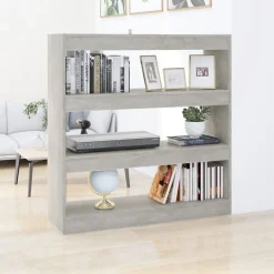 vidaXL Estanterías-Estantería/divisor de espacios gris hormigón 100x30x103 cm