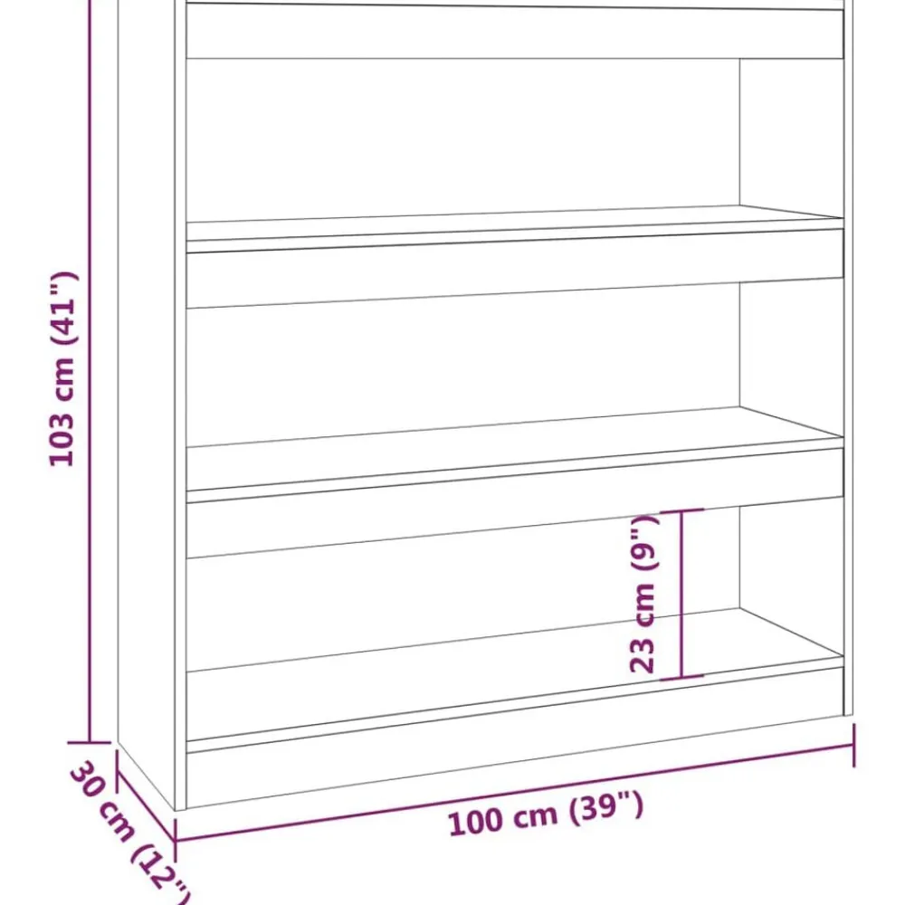 vidaXL Estanterías-Estantería/divisor de espacios gris hormigón 100x30x103 cm