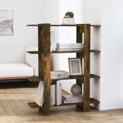 vidaXL Estantería/divisor de espacios 100x30x123,5 cm Roble ahumado Online