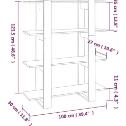 vidaXL Estanterías-Estantería/divisor de espacios 100x30x123,5 cm