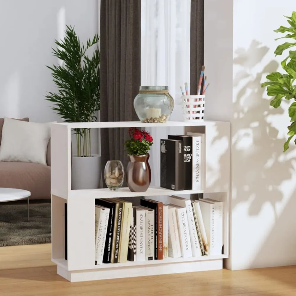 vidaXL Estantería/divisor de espacios madera de pino 80x25x70cm Blanco Outlet