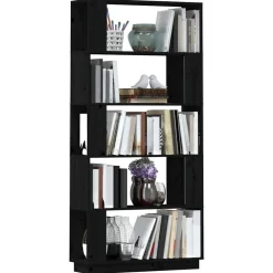 vidaXL Estantería/divisor de espacios madera pino 80x25x163,5 cm Negro Outlet