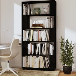 vidaXL Estantería/divisor de espacios madera pino 80x25x163,5 cm Negro Outlet