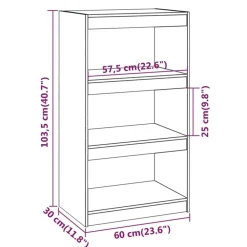vidaXL Estanterías-Estantería/divisor de espacios madera pino 60x30x103,5cm
