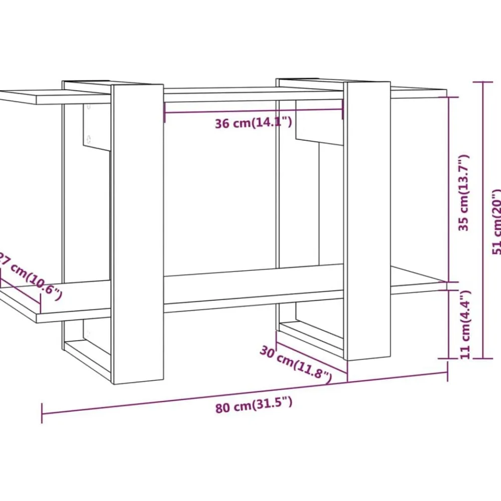 vidaXL Estanterías-Estantería/divisor de espacios 80x30x51 cm