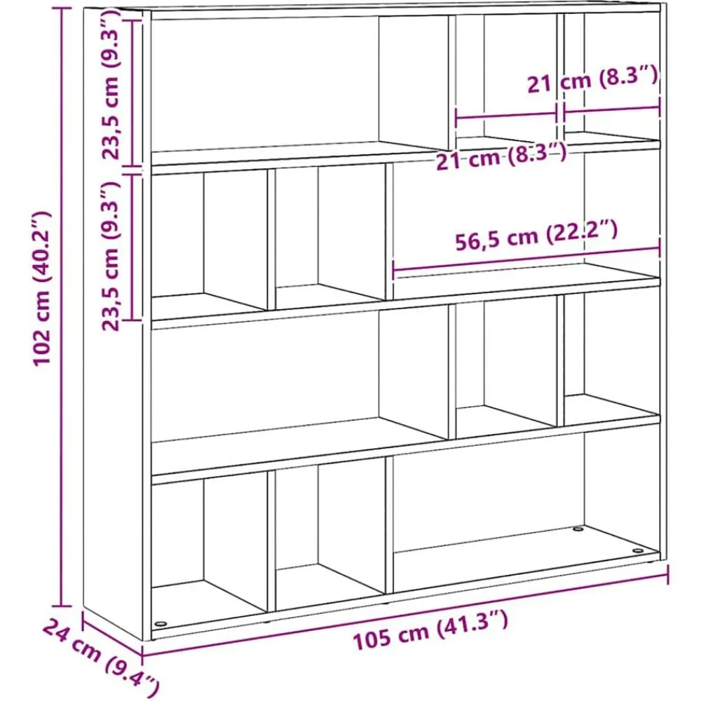 vidaXL Divisores De Ambientes-Estantería/divisor de espacios 105x24x102 cm