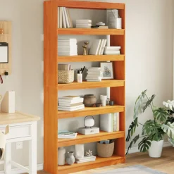 vidaXL Estantería/divisor espacios madera maciza pino 100x30x199,5 cm Marr&oacute;n
