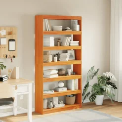 vidaXL Estantería/divisor espacios madera maciza pino 100x30x199,5 cm Marrón