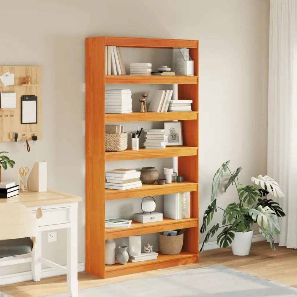 vidaXL Estantería/divisor espacios madera maciza pino 100x30x199,5 cm Marrón