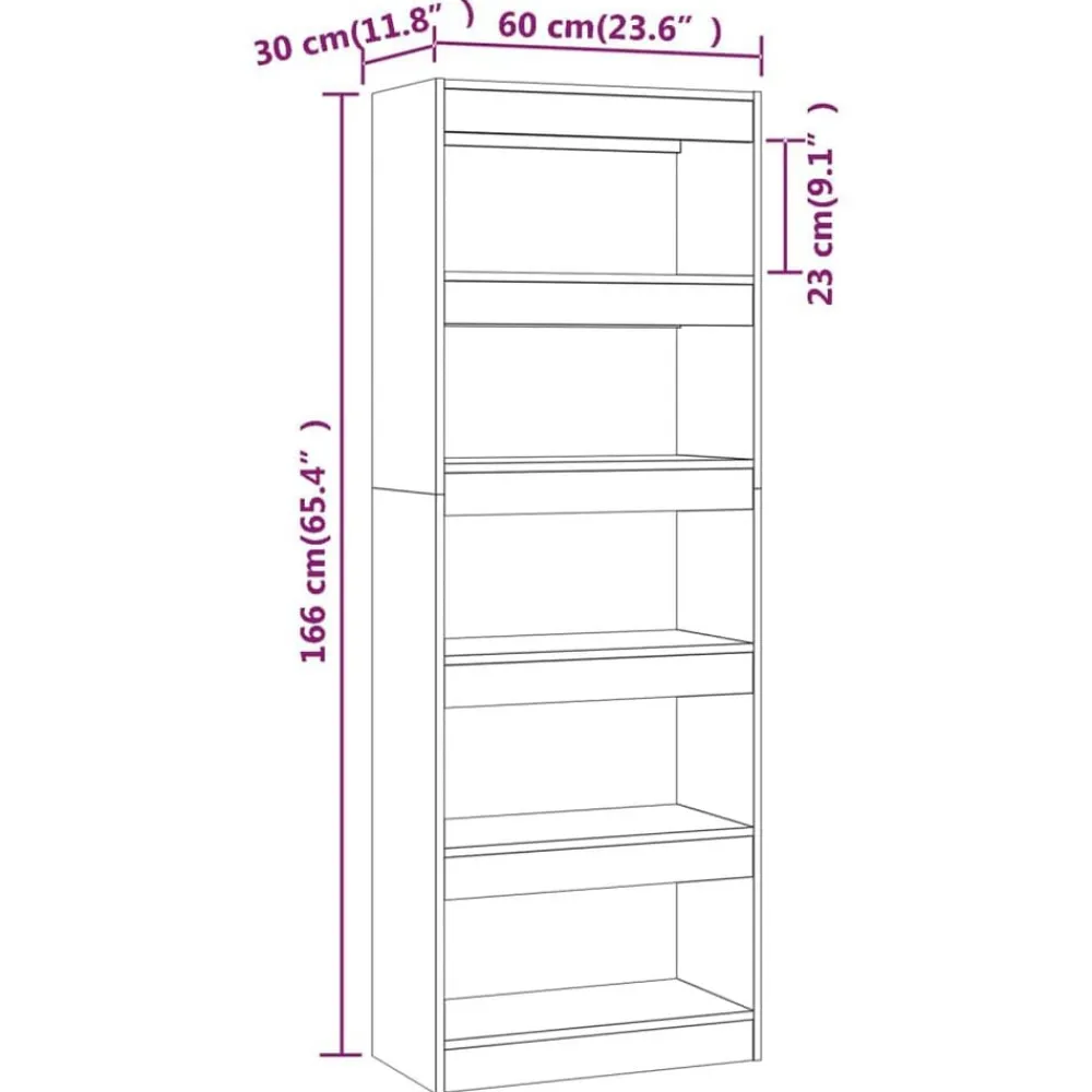 vidaXL Estantería/divisor madera de ingeniería 60x30x166 cm Blanco Clearance