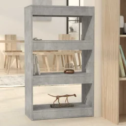 vidaXL Estanterías-Estantería/divisor madera ingeniería gris hormigón 60x30x103 cm