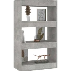 vidaXL Estanterías-Estantería/divisor madera ingeniería gris hormigón 60x30x103 cm