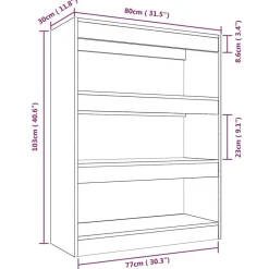 vidaXL Estanterías-Estantería/divisor madera contrachapada 80x30x103 cm
