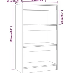 vidaXL Estantería/divisor madera ingeniería 60x30x103 cm Gris sonoma Best