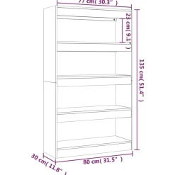 vidaXL Estanterías-Estantería/divisor madera ingeniería 80x30x135 cm