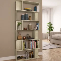 vidaXL Estanterías-Estantería/divisor madera contrachapada color roble 80x24x192cm