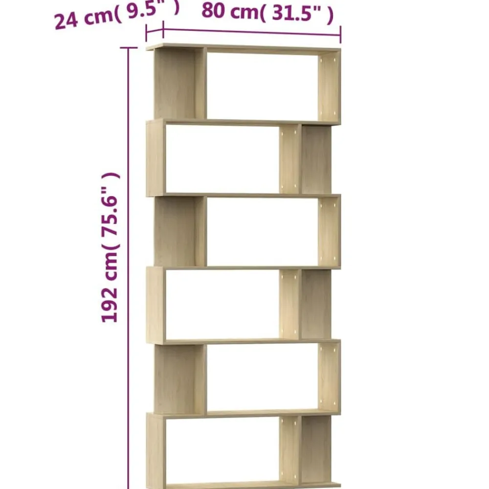 vidaXL Estanterías-Estantería/divisor madera contrachapada color roble 80x24x192cm