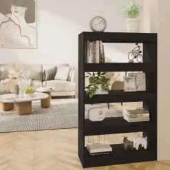 vidaXL Estantería/divisor madera de ingeniería 80x30x135 cm Negro Clearance