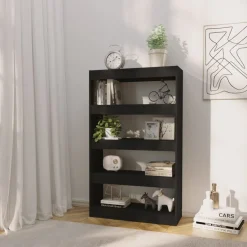 vidaXL Estantería/divisor madera de ingeniería 80x30x135 cm Negro Clearance