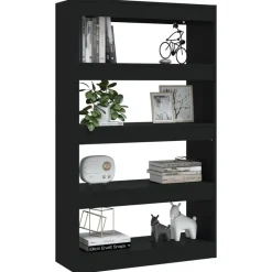 vidaXL Estantería/divisor madera de ingeniería 80x30x135 cm Negro Clearance