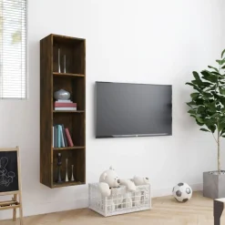 vidaXL Estantería/mueble de TV madera 143x30x36 cm Roble ahumado Best