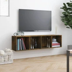 vidaXL Estantería/mueble de TV madera 143x30x36 cm Roble ahumado Best