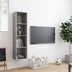 vidaXL Estantería/mueble para TV gris hormigón 143x30x36 cm Gris hormig&oacute;n Discount