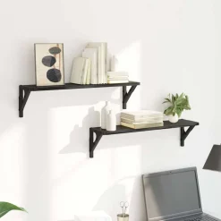 vidaXL Estanterías de pared 2 pcs 60 x 15 x 15,5 cm Roble negro Sale