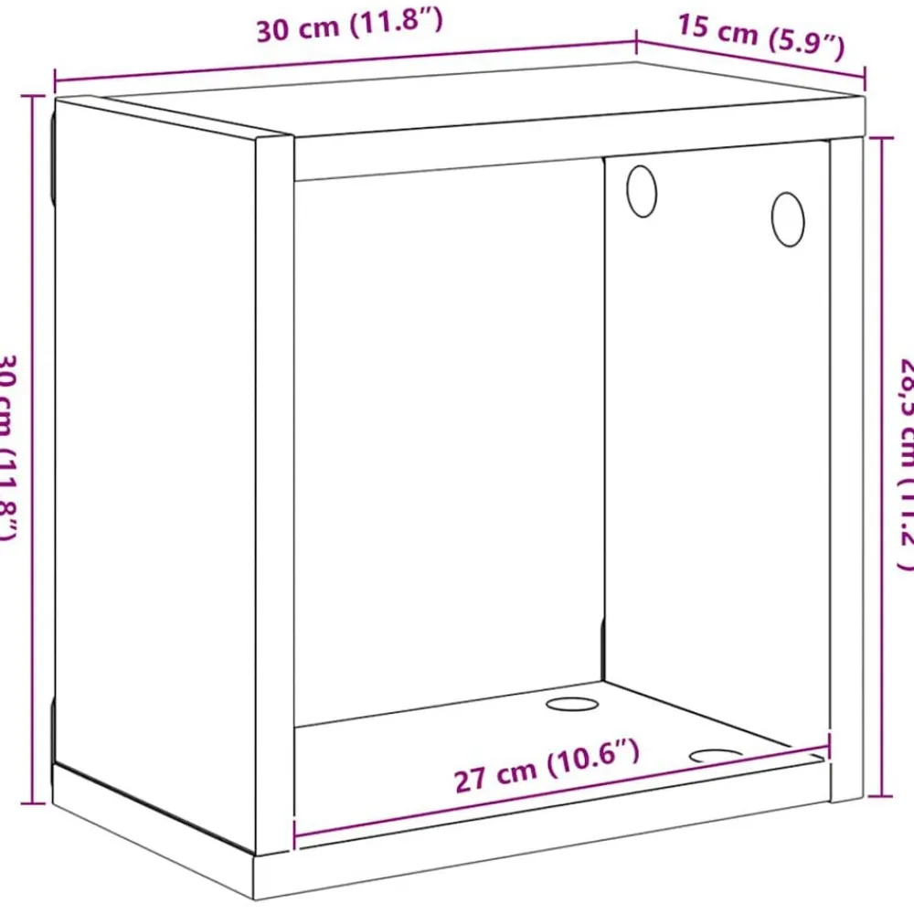 vidaXL Estanterías-Estantes cubo de pared 2 unidades 30x15x30 cm