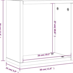 vidaXL Estantes cubo de pared 2 unidades 30x15x30 cm Gris sonoma Outlet