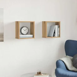 vidaXL Estanterías-Estantes cubo de pared 2 uds madera 30x15x30 cm