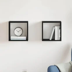 vidaXL Estantes cubo de pared 2 uds madera 30x15x30 cm Roble negro Online