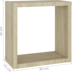 vidaXL Estantes cubo de pared 2 unidades 30x15x30 cm Roble Sonoma