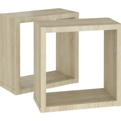 vidaXL Estantes cubo de pared 2 unidades 30x15x30 cm Roble Sonoma