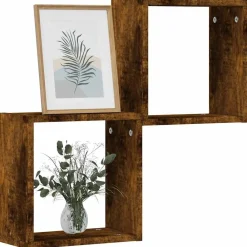 vidaXL Estantes cubo de pared 2 unidades 30x15x30 cm Roble ahumado New