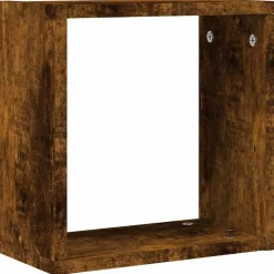 vidaXL Estantes cubo de pared 2 unidades 30x15x30 cm Roble ahumado New