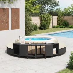 vidaXL Estantes de almacenaje bañera hidromasaje 2 uds ratán PE Negro Best