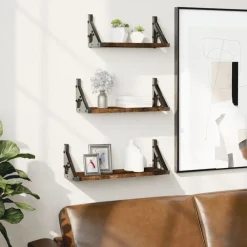 vidaXL Estanterías-Estantes de pared 3 pzas madera de ingeniería