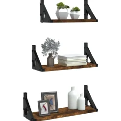 vidaXL Estanterías-Estantes de pared 3 pzas madera de ingeniería