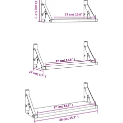 vidaXL Estanterías-Estantes de pared 3 pzas madera de ingeniería
